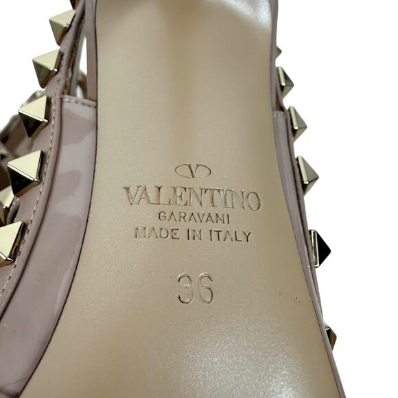 New Valentino Garavani Rockstud Caged Patent Leather Heels Beige Size 36 - Picture 10 of 11